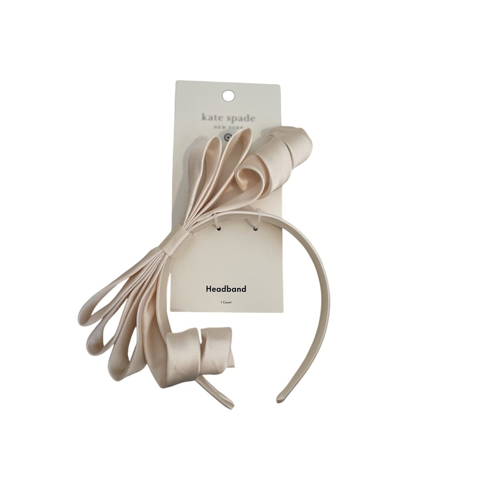 Kate Spade New York‎ Cream Satin Oversized Multi Loop Bow Headband Ivory New